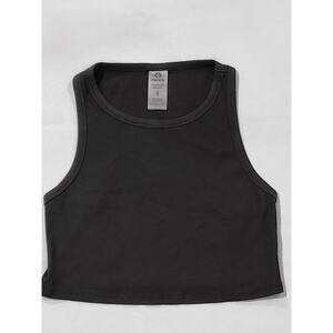 NWT Mono B Tank Top Black Ribbed High Neck Crop Athletic Yoga Gym Shirt